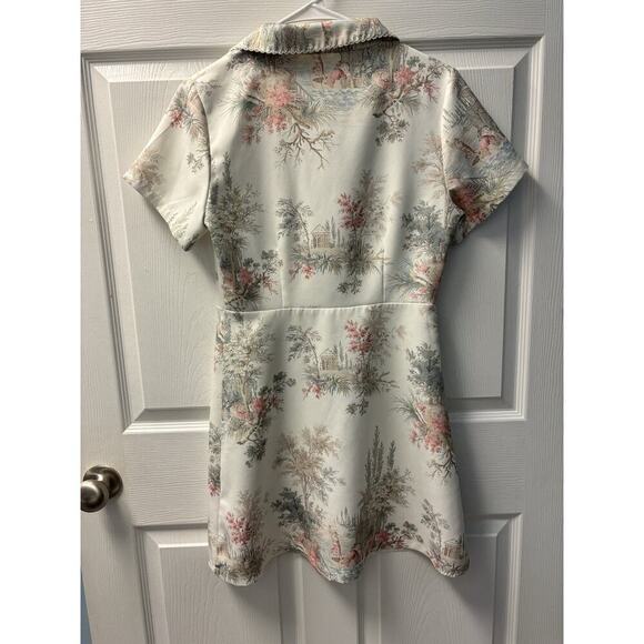 Cider Pink, Green And Cream Toile Dress M - Picture 5 of 6